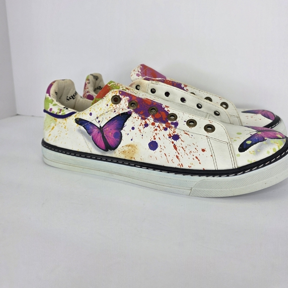 Goby Sneaker GSS117 Colorful Butterfly Graffiti Print Women's Casual EU 41 US 10 - Picture 7 of 14